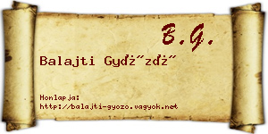 Balajti Győző névjegykártya